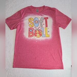 New Custom Made Softball T-shirt, Medium Heather Red